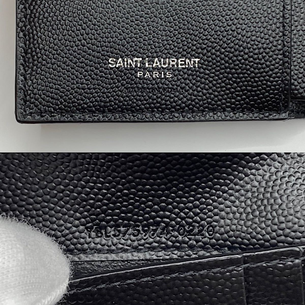 新品 Saint Laurent サンローランパリ レザー 二つ折り財布 ウォレット