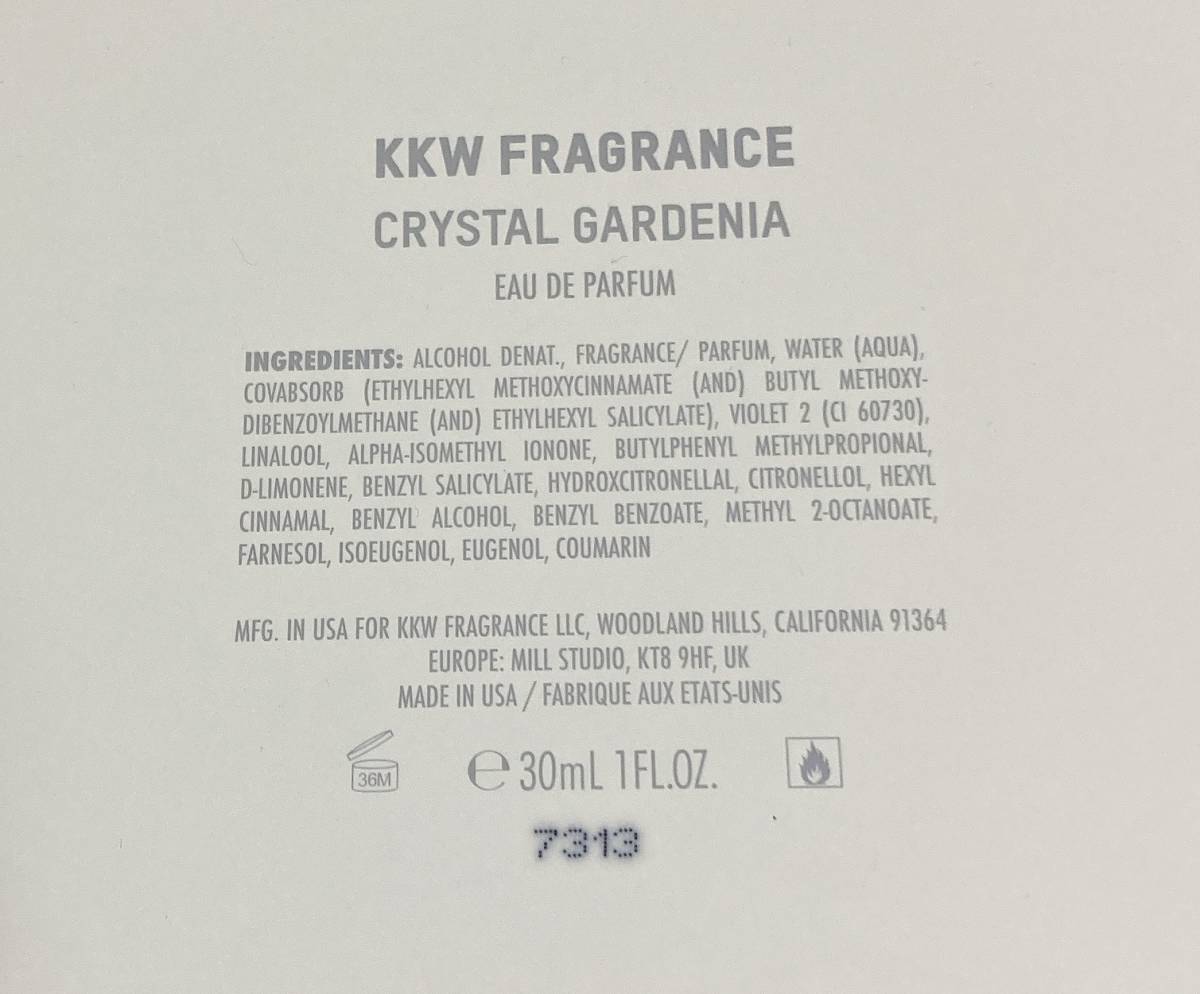 美品 KKW FRAGRANCE CRYSTAL GARDENIA　香水　キム・カーダシアン　クリスタルガーデニア　30ｍL　試しのみ　箱と本体_画像3