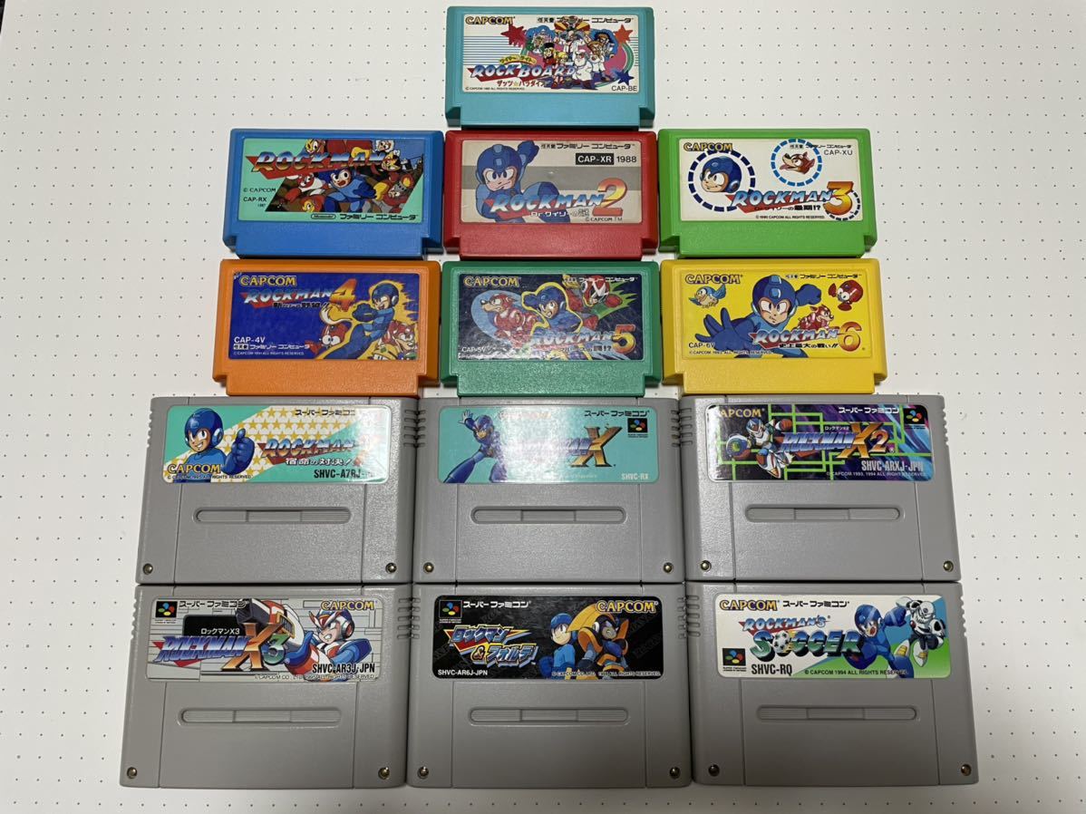 ☆FC SFC レア 希少 ロックマン ROCKMAN 1 2 3 4 5 6 7 X X2 X3 フォルテ ボード サッカー フルコンプ セット ☆動作確認済 端子・除菌済