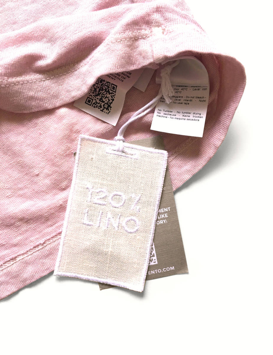 新品 春夏 120%LINO Tシャツ M 120%リノ 120% LINO 半袖 ピンク 麻 リネン100% 正規品 ブルガリア製_画像8