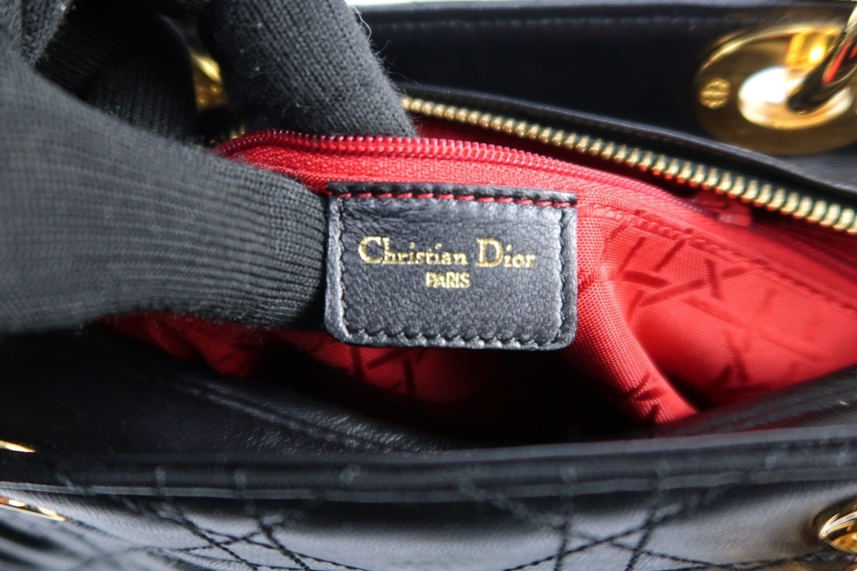 【超美品】Christian Dior クリスチャンディオール レディディオール ブラック 2WAYショルダー ハンドバッグ【KP12】