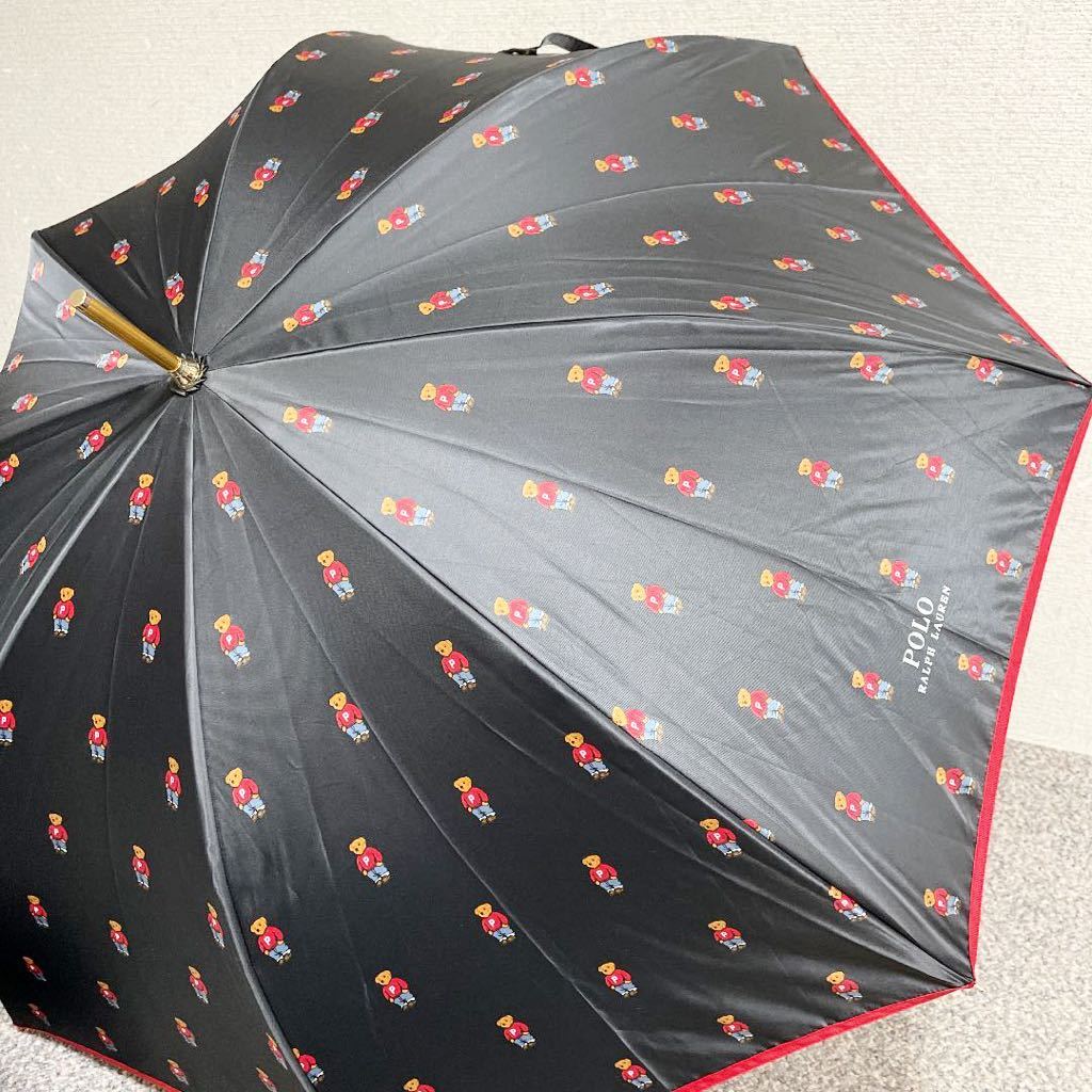 ☆送料無料☆新品 ラルフローレン 雨傘 長傘 傘 女性用 ポロベア 黒