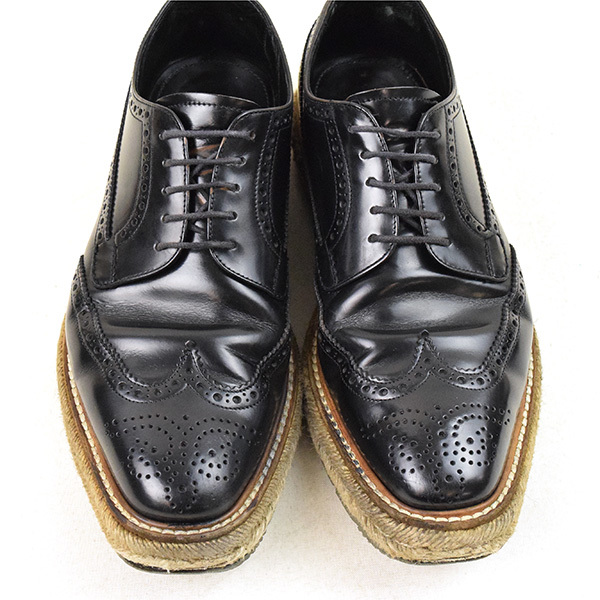 PRADA プラダ 11SS エスパドリーユウイングチップレザーシューズ