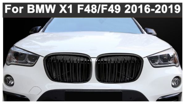 即決 BMW X1 F48 艶有り 黒 グロス ブラック ダブルフィン キドニー グリル 2016-2019(0)_画像7