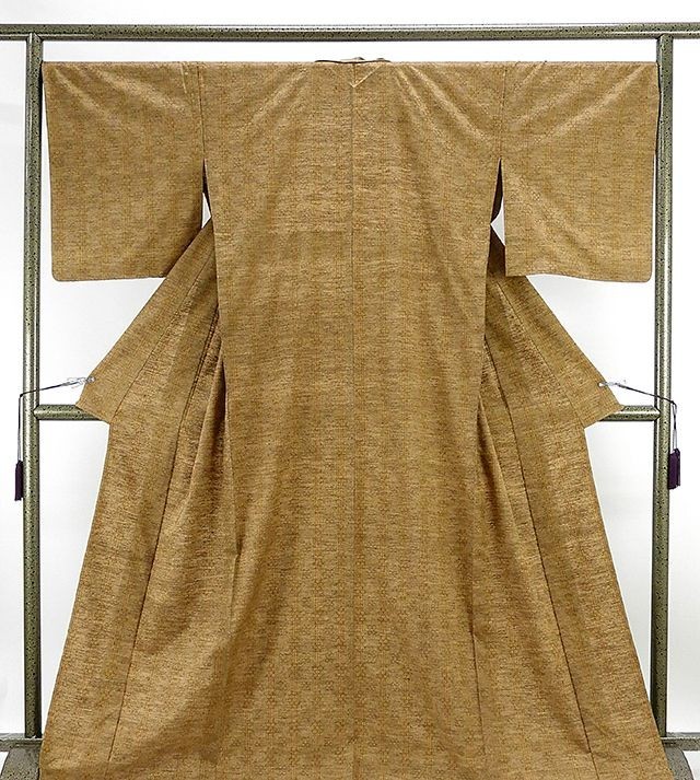 単衣 紬 新品仕立済 正絹 単衣 琉里縞 花織文様 紬 新品 仕立て上がり