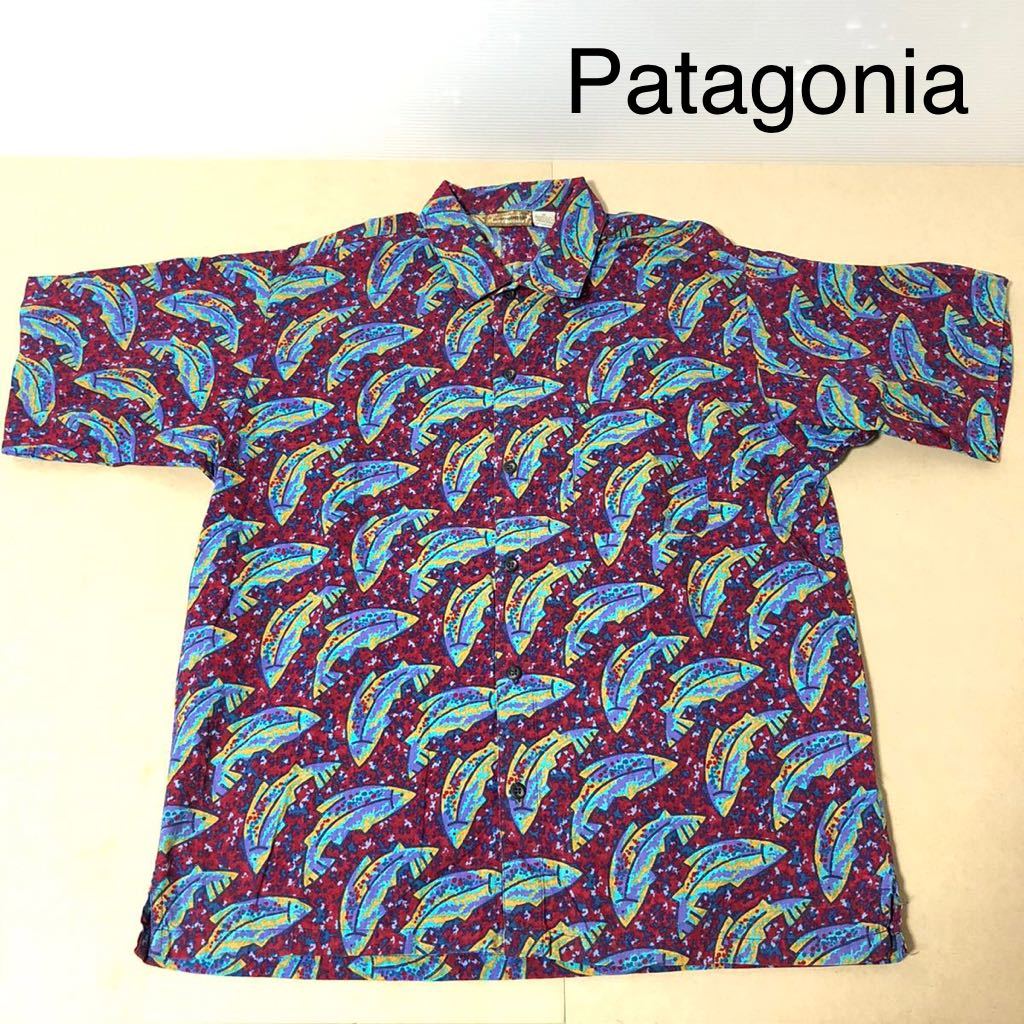 入手困難patagonia パタゴニア ACシャツ 魚柄トラウトニジマス1993年希少モデルコスタリカ製ヴィンテージビンテージパタロハpataloha古着_画像1