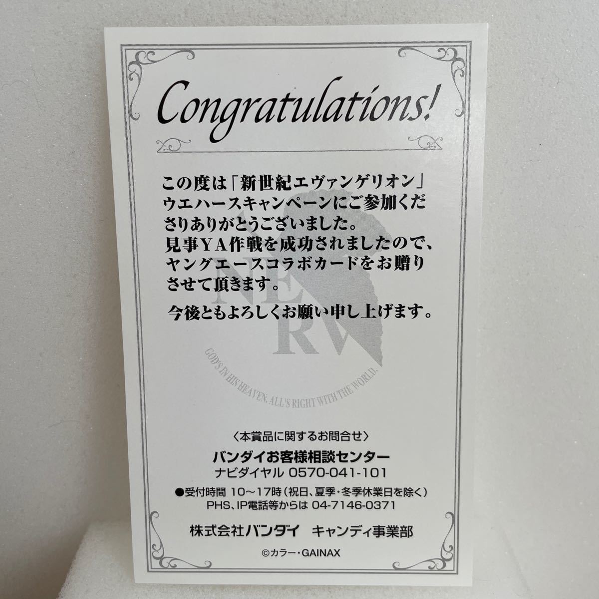 新世紀エヴァンゲリオン ウエハースキャンペーン ヤングエース 新世紀エヴァンゲリオン ウエハースキャンペーン ヤングエース