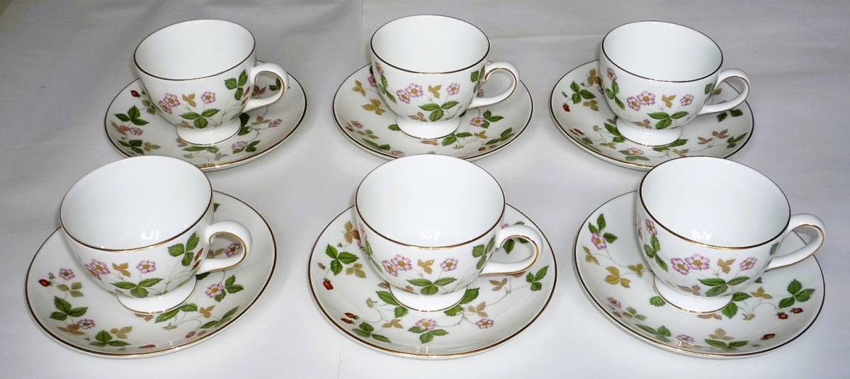美品】 WEDGWOOD 洋食器 ワイルドストロベリー 6客セット ティーカップ