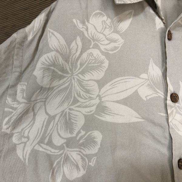アロハシャツ 半袖柄シャツ　シルク　ボタニカル　花柄　総柄　ハイビスカス１ｄ　激レア　一点もの　古着　入手困難　希少　アースカラー_画像7