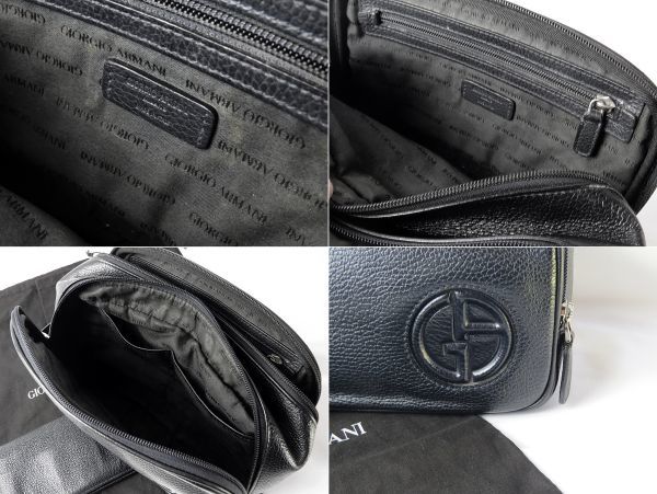 ■■<美品>G・アルマーニ <GIORGIO ARMANI:Bags & Wallets>shrink Leather バック&財布 SET<正規品>■■_画像4