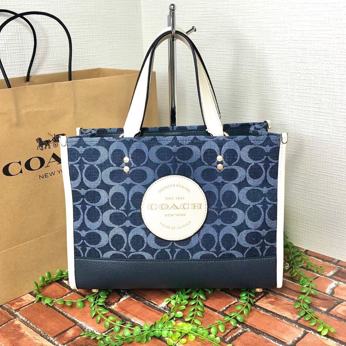 新品》COACH トート ハンドバッグ ショルダーバッグ 丸ロゴ 黒-