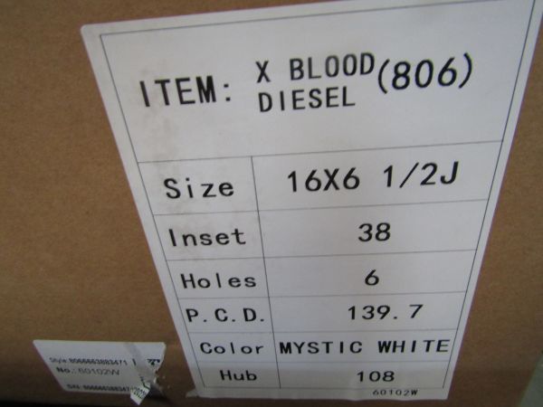 新品 X-BLOOD DIESEL 6.5J 16インチ +38 6/139 トーヨータイヤ オープンカントリー RT 215/65R16 ハイエース ホワイトレター WH_画像4