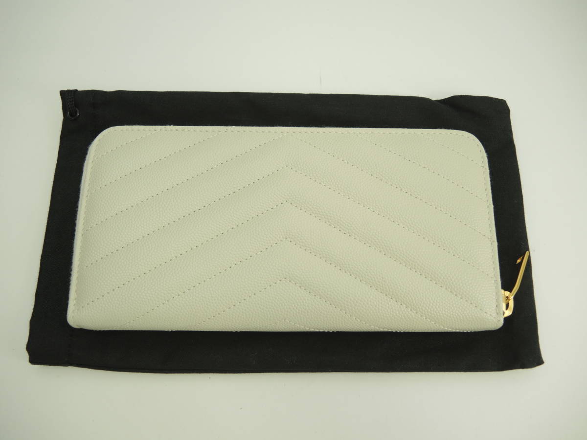 サンローラン ロングウォレット YSL レザー白 ラウンドジップ長 サンローラン ロングウォレット YSL レザー白 ラウンドジップ長