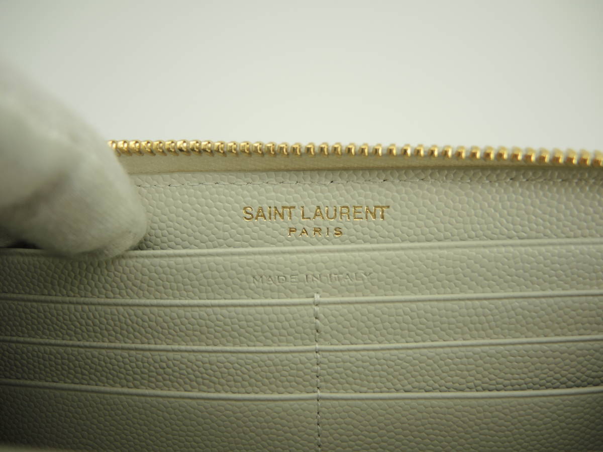 サンローラン ロングウォレット YSL レザー白 ラウンドジップ長 サンローラン ロングウォレット YSL レザー白 ラウンドジップ長