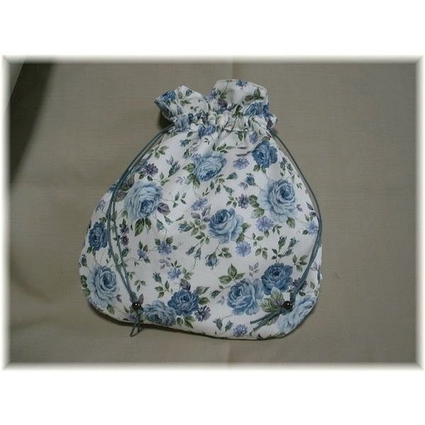  hand made * adult wonderful pouch * bag * rose pattern ribbon light blue race 