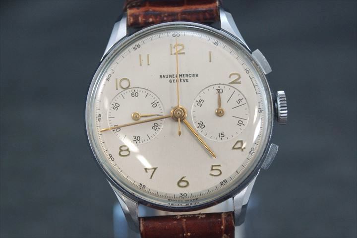 * ultra rare rare article operation goods BAUME&MERCIER / Baum &merushe antique chronograph Vintage retro men's wristwatch hand winding 130925