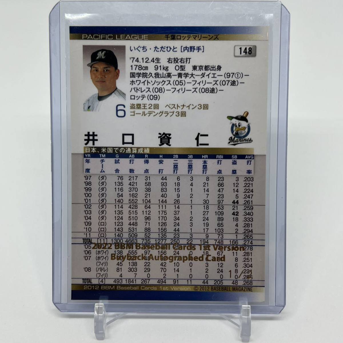 1st No. 井口資仁 直筆サイン 2枚限定 2022 BBM ベースボールカード 