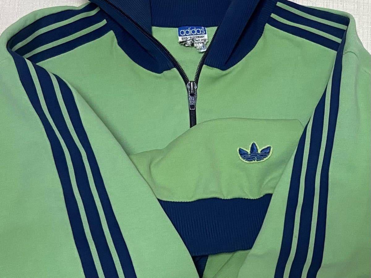 全店販売中 6号 アディダス ジャージ 80s デサント製 緑×紺 ジャージ ブランド品専門 L-XL 緑×山吹 デサント製ジャージ 【西ドイツ時代/極美】80sアディダス ジャージ