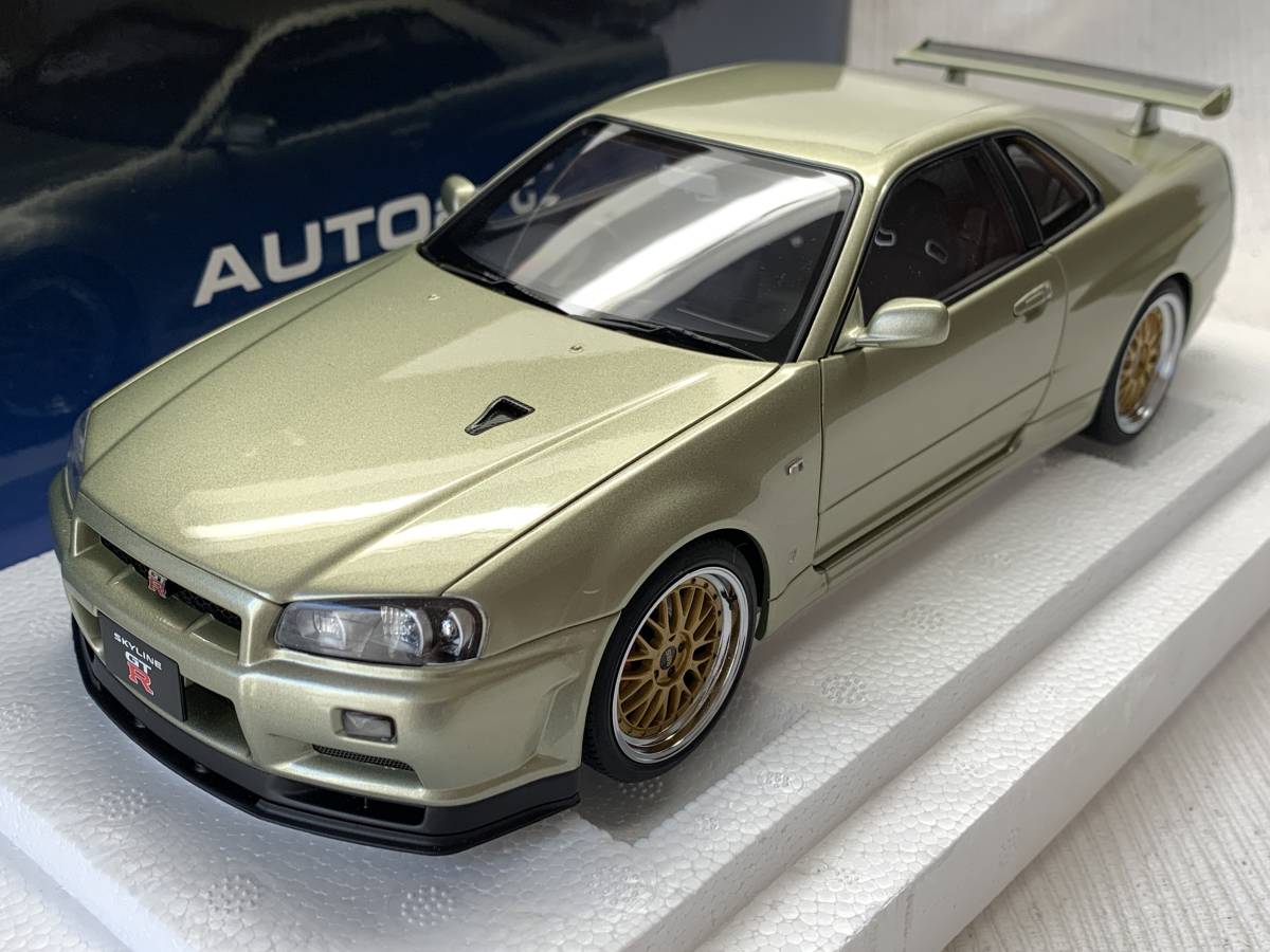 新品 AUTOart 1/18 日産 スカイライン GT-R R34 Vスペック II ニュル BBS LM ホイール・バージョン ミレニアムジェイド 77405 オートアート