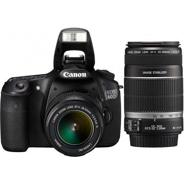 中古 １年保証 美品 Canon EOS 60D ダブルズームキット 18-55mm IS + 55-250mm IS_画像1