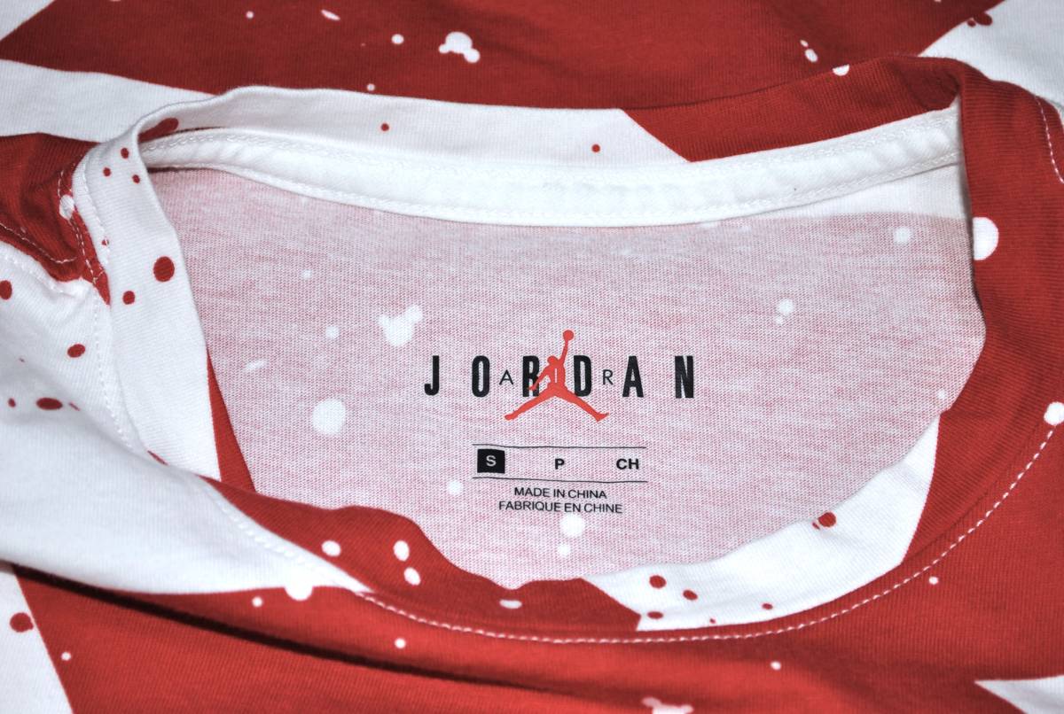 【JORDAN 】ジョーダン 総柄 Tシャツ 赤白 S 古着良品_画像8