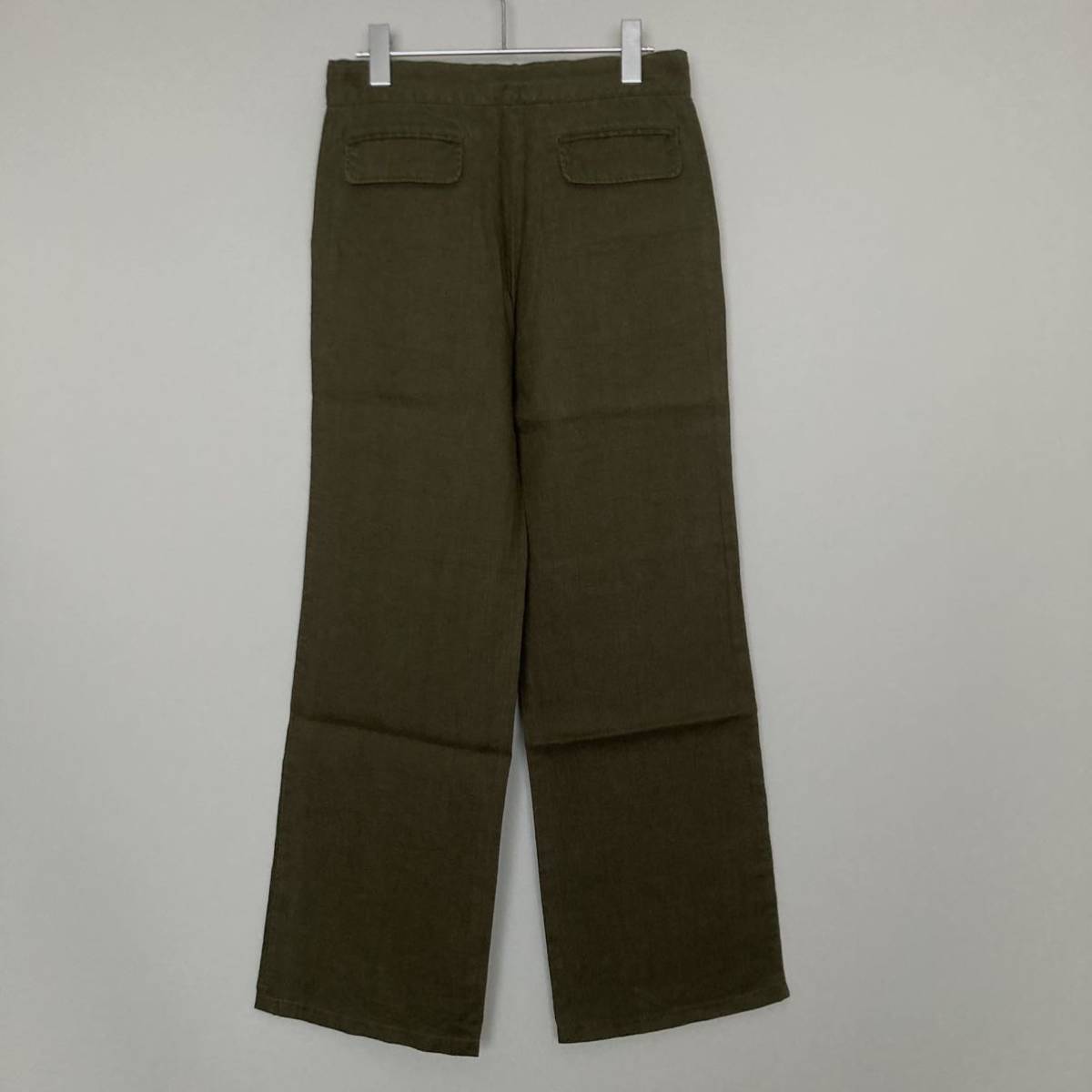  new goods unused Le minor Le Minor lady's linen Easy pants wide pants khaki size 38 made in Japan 