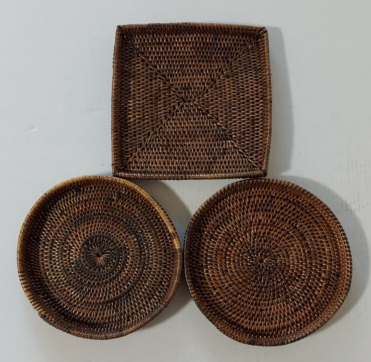 アジアン雑貨-竹の小皿3個セット（未使用）⑤