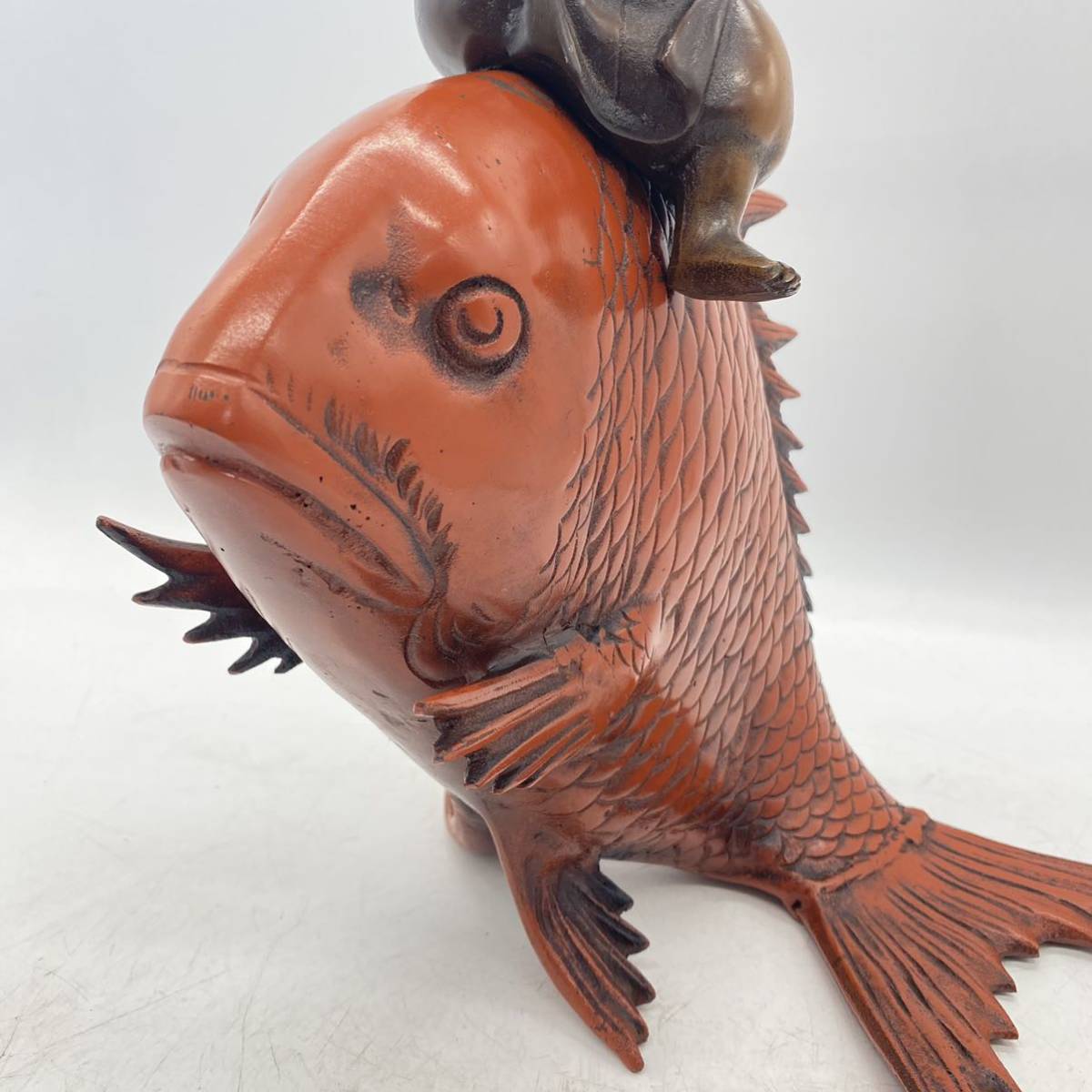 金属製 鋳物 恵比寿 様 像 七福神 縁起物 置物 鯛 魚 エビス 金属製 鋳物 恵比寿 様 像 七福神 縁起物 置物 鯛 魚 エビス