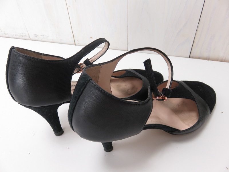 repetto レペット パンプス 靴 黒 サンダル レザー 39 スエード 24.7cm