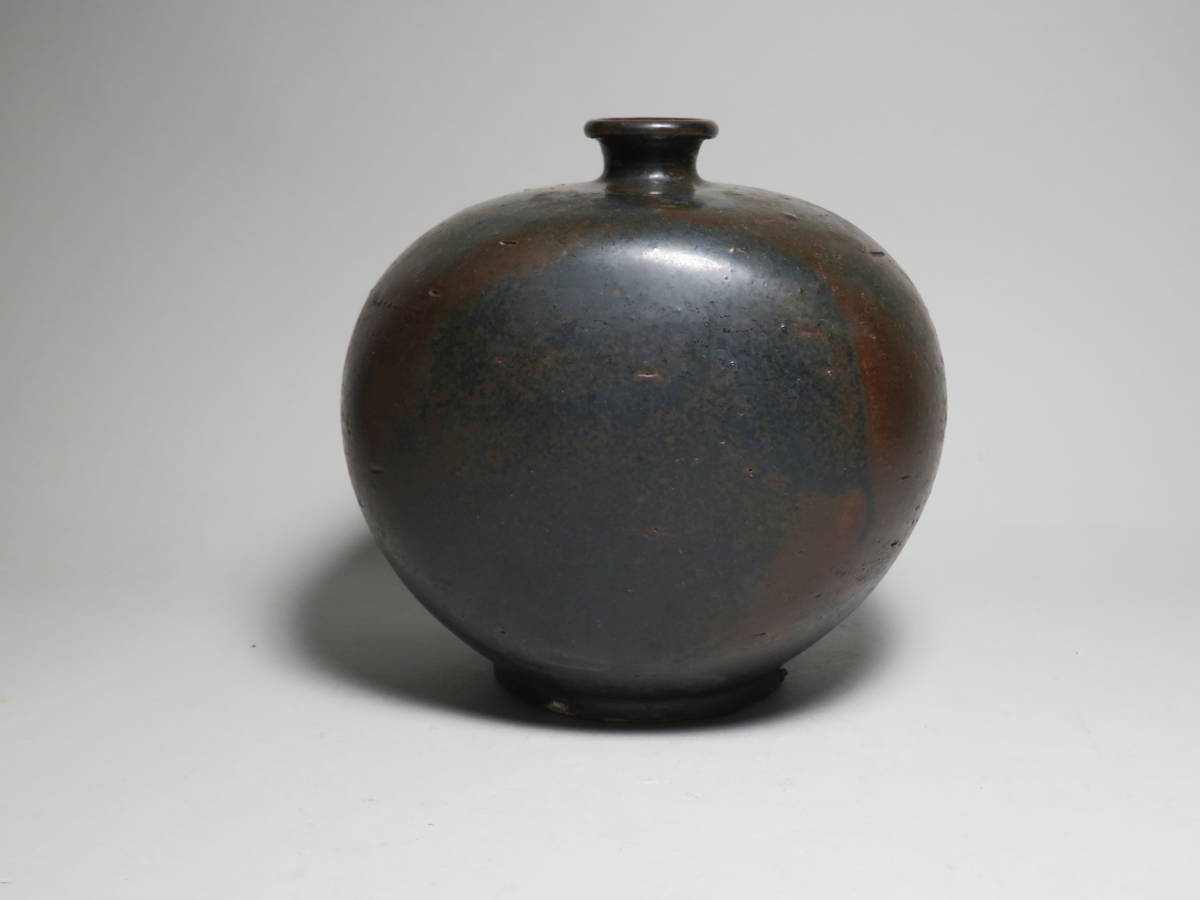 李朝/高麗 特集出品】黒高麗 扁壷 朝鮮古陶磁器/李朝時代 朝鮮美術lot