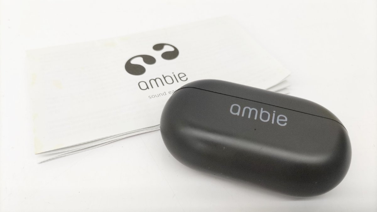 1円スタート! ambie アンビ sound earcaff サウンドイヤーカフ AM-TW01/BC 黒 Bluetooth ワイヤレスイヤホン  T23