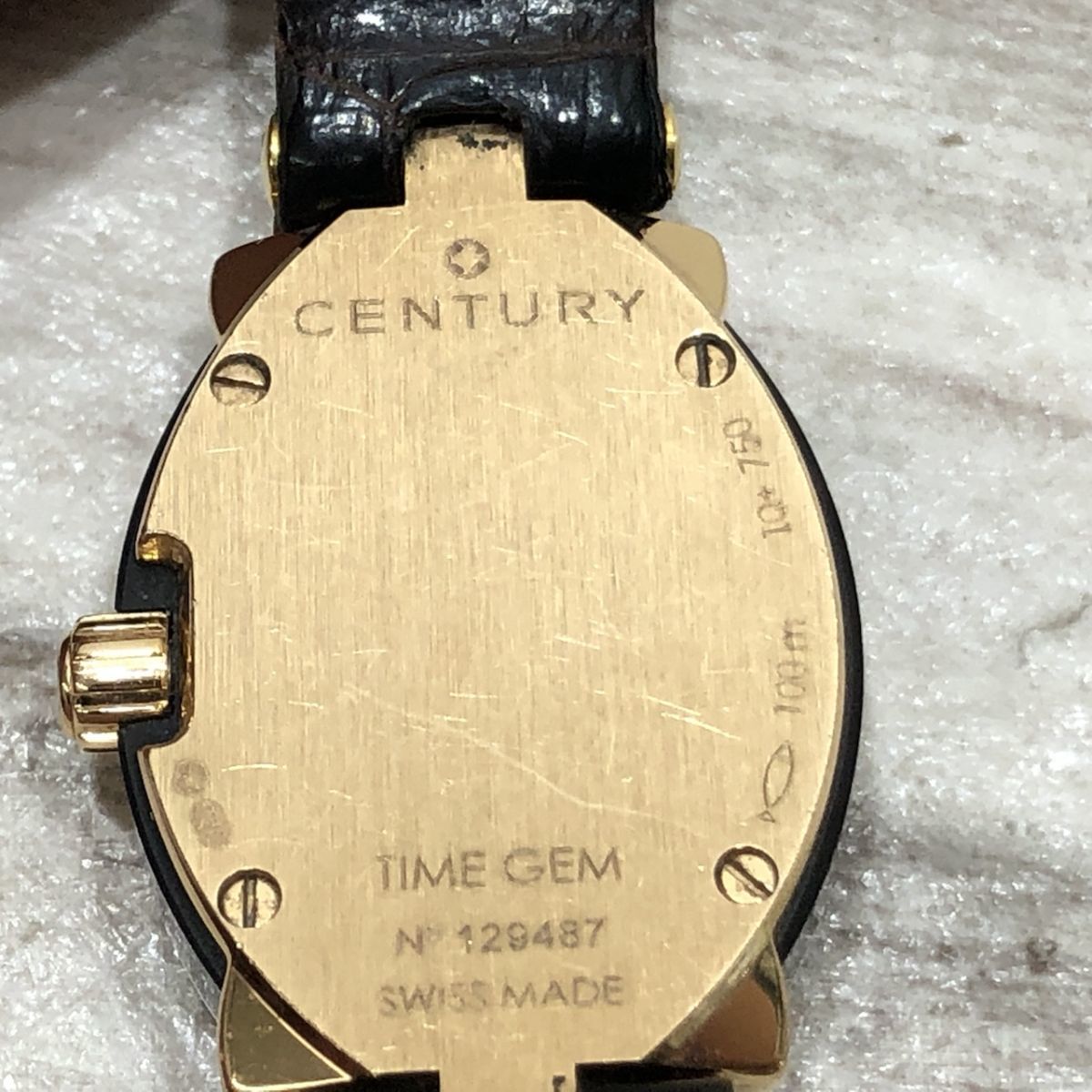  неподвижный CENTURY Century TIME GEM время jempli Madonna K18 750 печать QZ ракушка циферблат кожа ремень женские наручные часы [Q1878]
