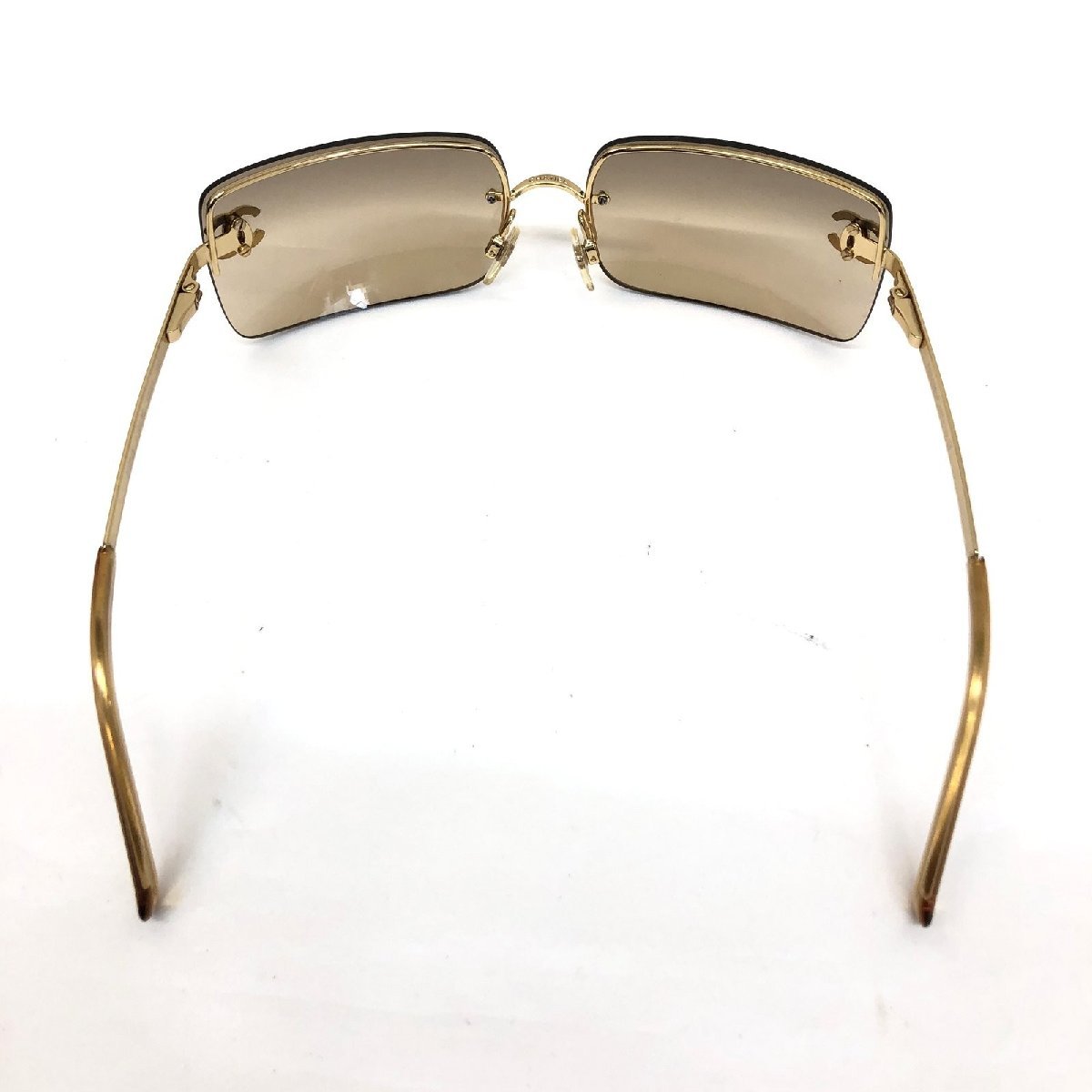 極美品 CHANEL シャネル サングラス ココマーク 4104-B 62 15 120 ゴールド ラインストーン レンズブラウン グレーグラデーション RLV2133