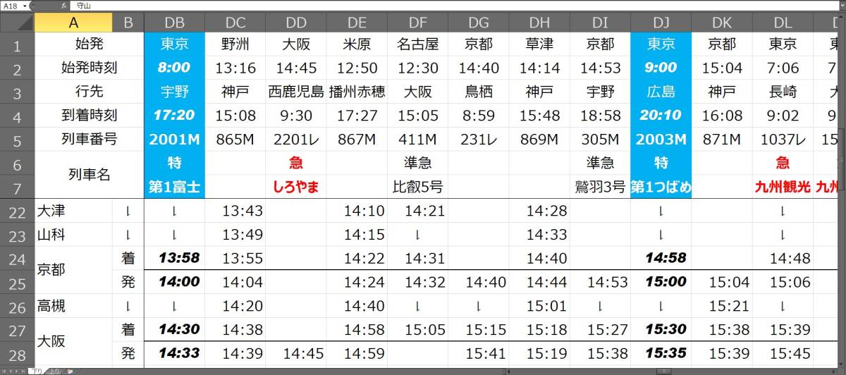 ■CD-ROM・新幹線開業前・東海道本線黄金時代 【 昭和39年9月時刻表 】 米原-姫路間・オリジナル編集・Excel2010データ_画像4