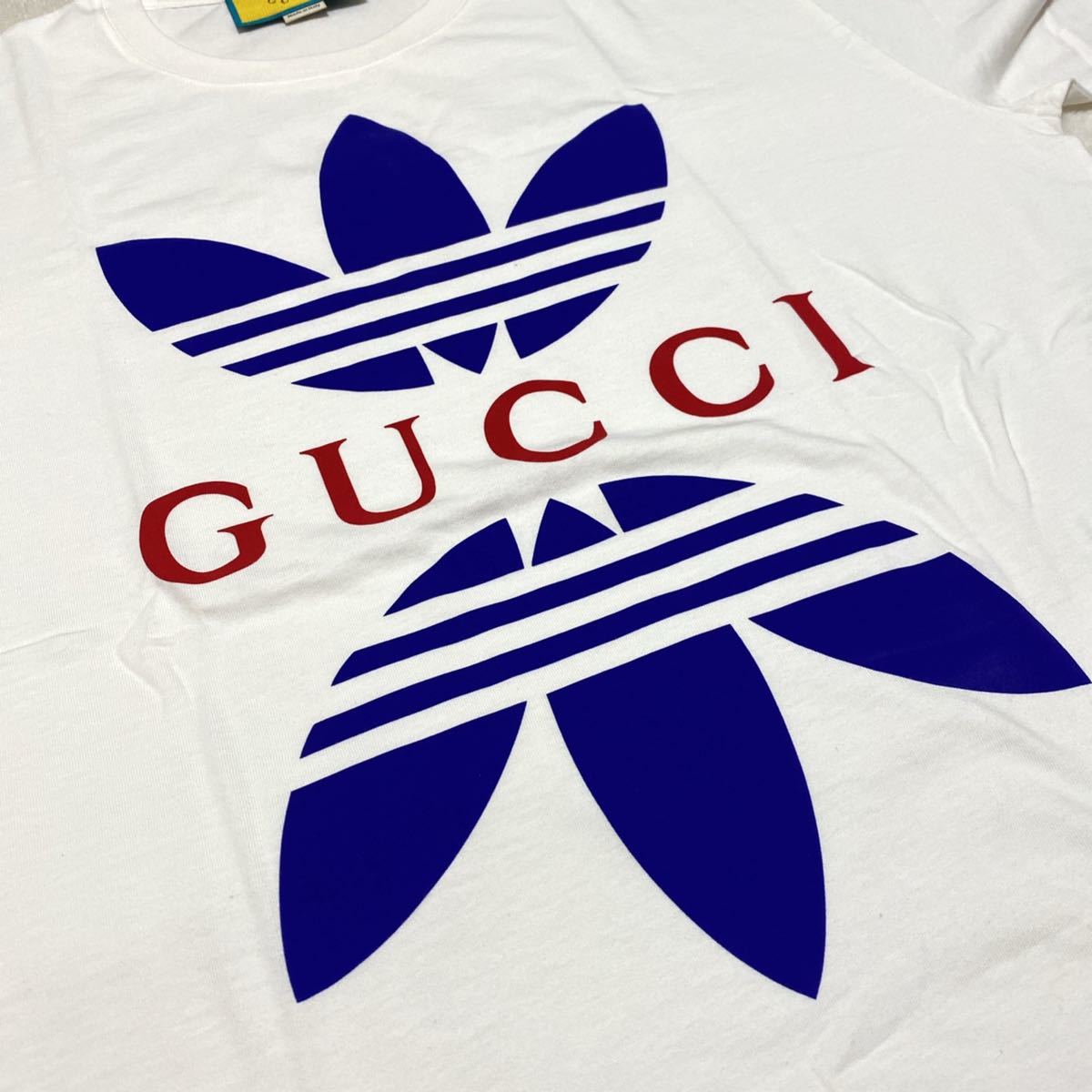 安心の匿名配送☆レア☆adidas×GUCCI☆コラボTシャツ☆Tシャツ☆白☆ホワイト☆正規品☆アディダス☆グッチ