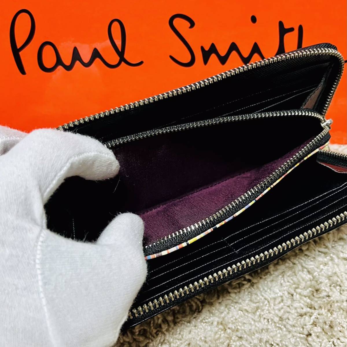 人気商品 ポールスミス PaulSmith ジップストローグレイン 長財布 ロングウォレット ラウンドファスナー ブラック PSK869 メンズ  6797