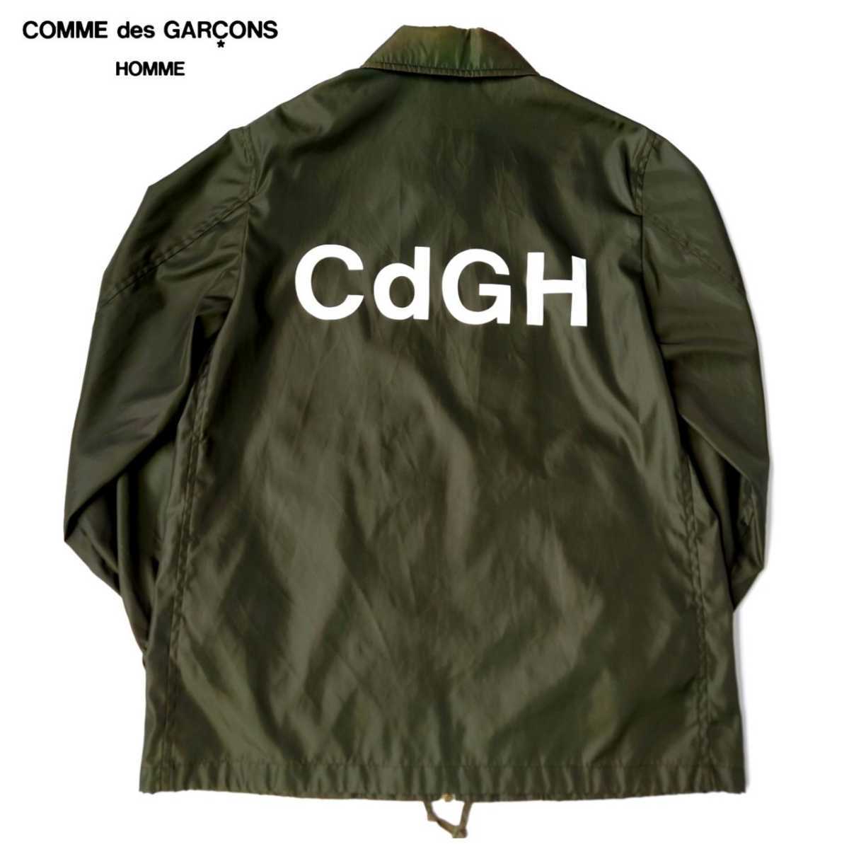 超稀少 90S 1999AW COMME des GARCONS HOMME コムデギャルソンオム 日本製 高級バックロゴプリントヘビーナイロンコーチジャケット M 良品_画像1