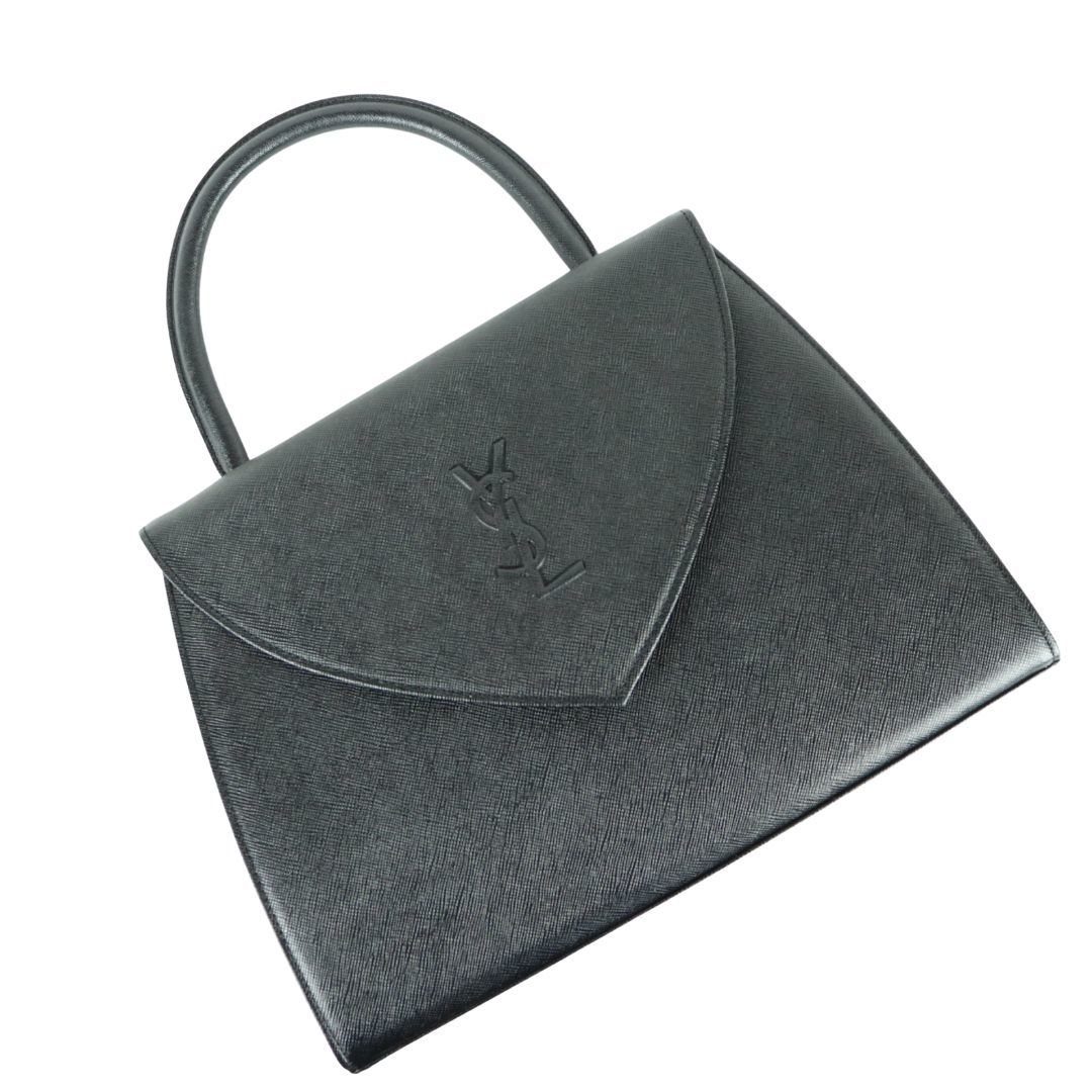 割引価格 美品 (01294) ハンドルバッグ ブラック トップ ステッチ サン
