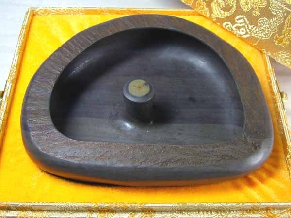 ふるさと割】 ##□龍香堂□ 珍品!端渓石製水盆150mm即決