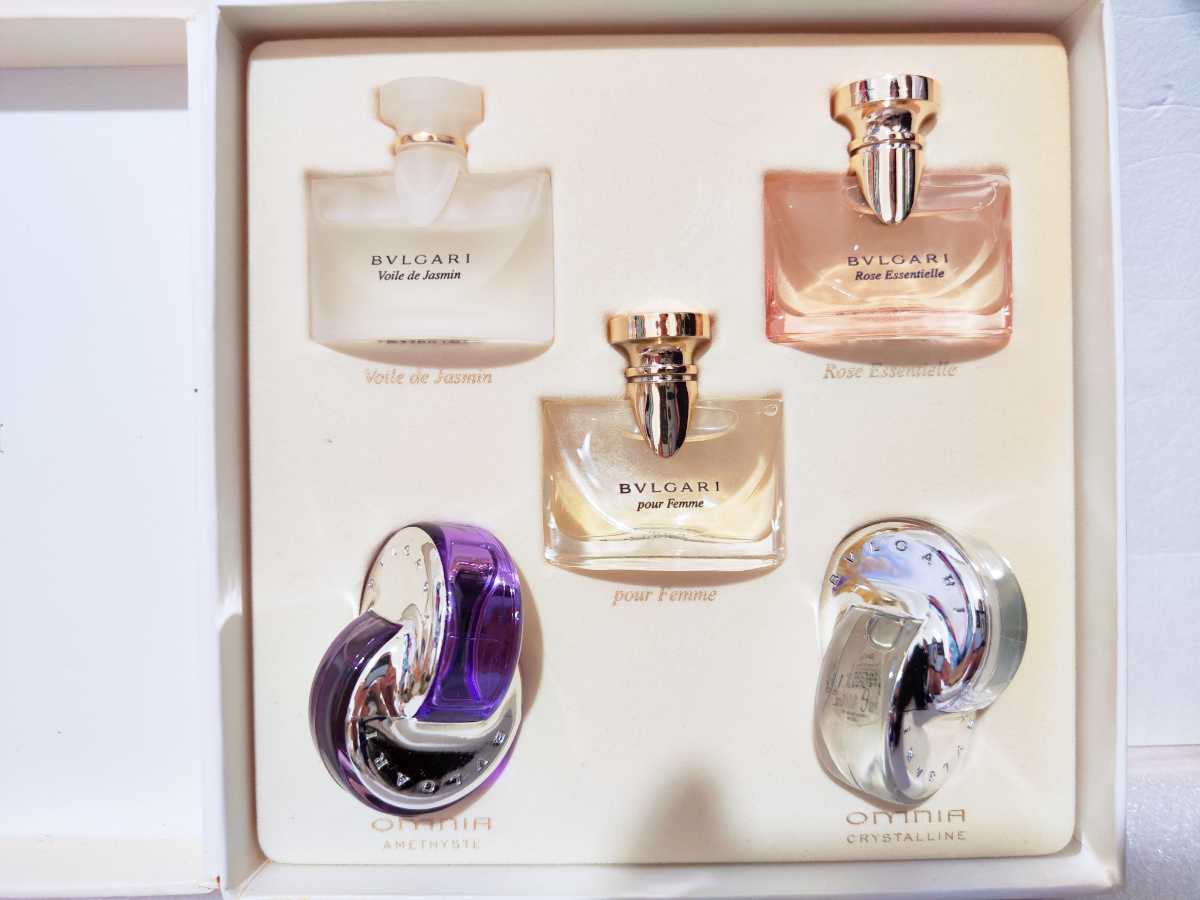 【未使用】【送料無料】BVLGARI ブルガリ ミニ香水 オムニア アメジスト クリスタリン ローズエッセンス プールファム ジャスミンヴェール_画像2