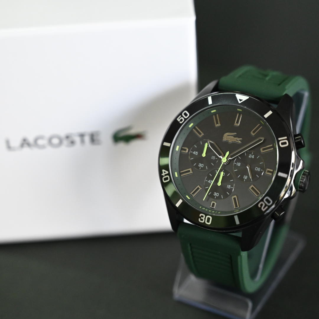 ★新品 正規保証★LACOSTE ラコステ 2011153 TIEBREAKER ブラック グリーン 黒 緑 クロノグラフ 紳士 男性 メンズ腕時計★プレゼントにも_画像2