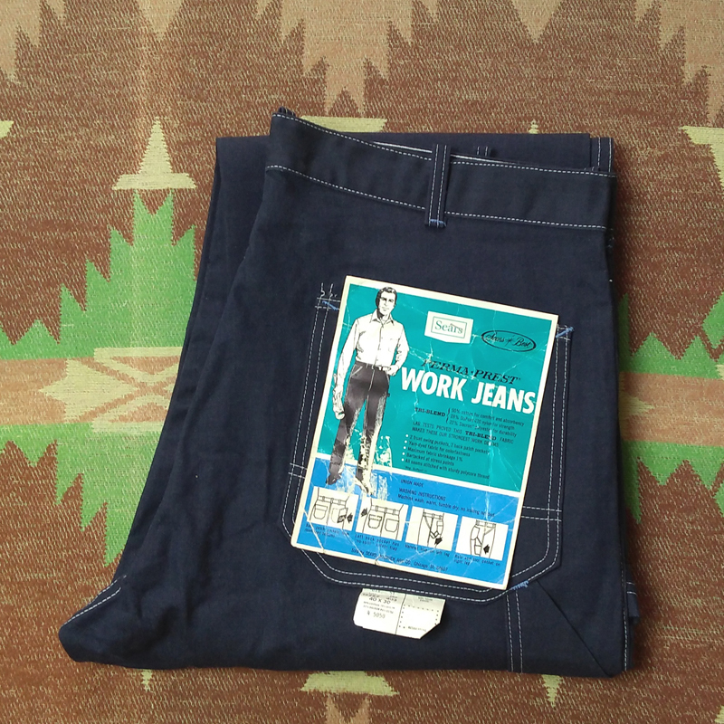  dead stock [sia-z] 70s Sears Denim Work Pants 70 period Work painter's pants navy Denim Hercules Vintage 60s80s