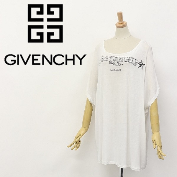 ◆GIVENCHY/ジバンシィ シルク混 レーヨン プリント ドルマン トップス カットソー ホワイト S_画像1