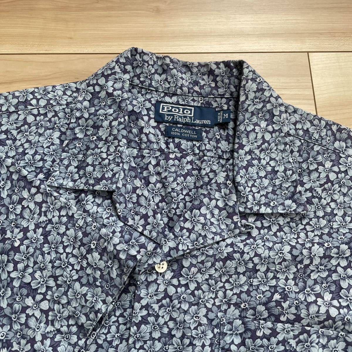 [ free shipping ][ rare ][ ultimate beautiful goods ]90s Polo Ralph Lauren CALDWELL floral print . collar open color short sleeves shirt M Vintage aro is 