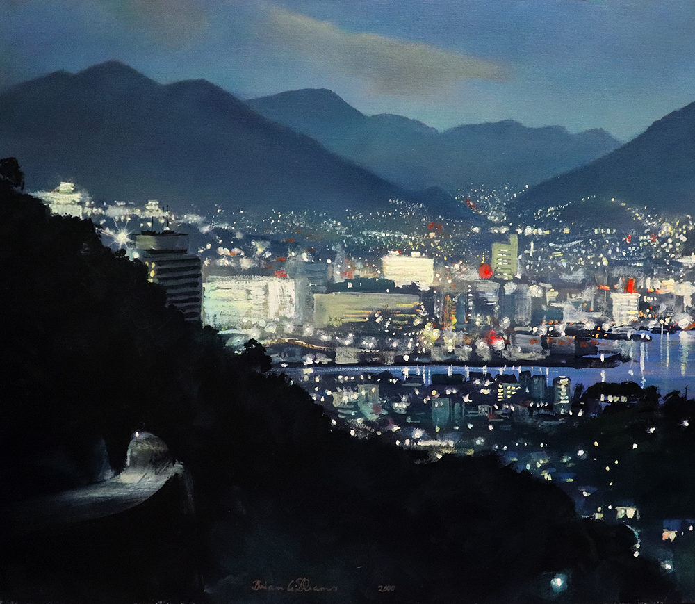 真作保証 ブライアン・ウィリアムズ80号月光の長崎港 大英博物館蔵画家