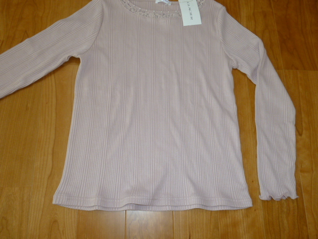 ★新品・未使用★ハニーズ GLACIER★パールレース付き★袖口メロー使い 長袖カットソー★ピンク★サイズ L_画像3