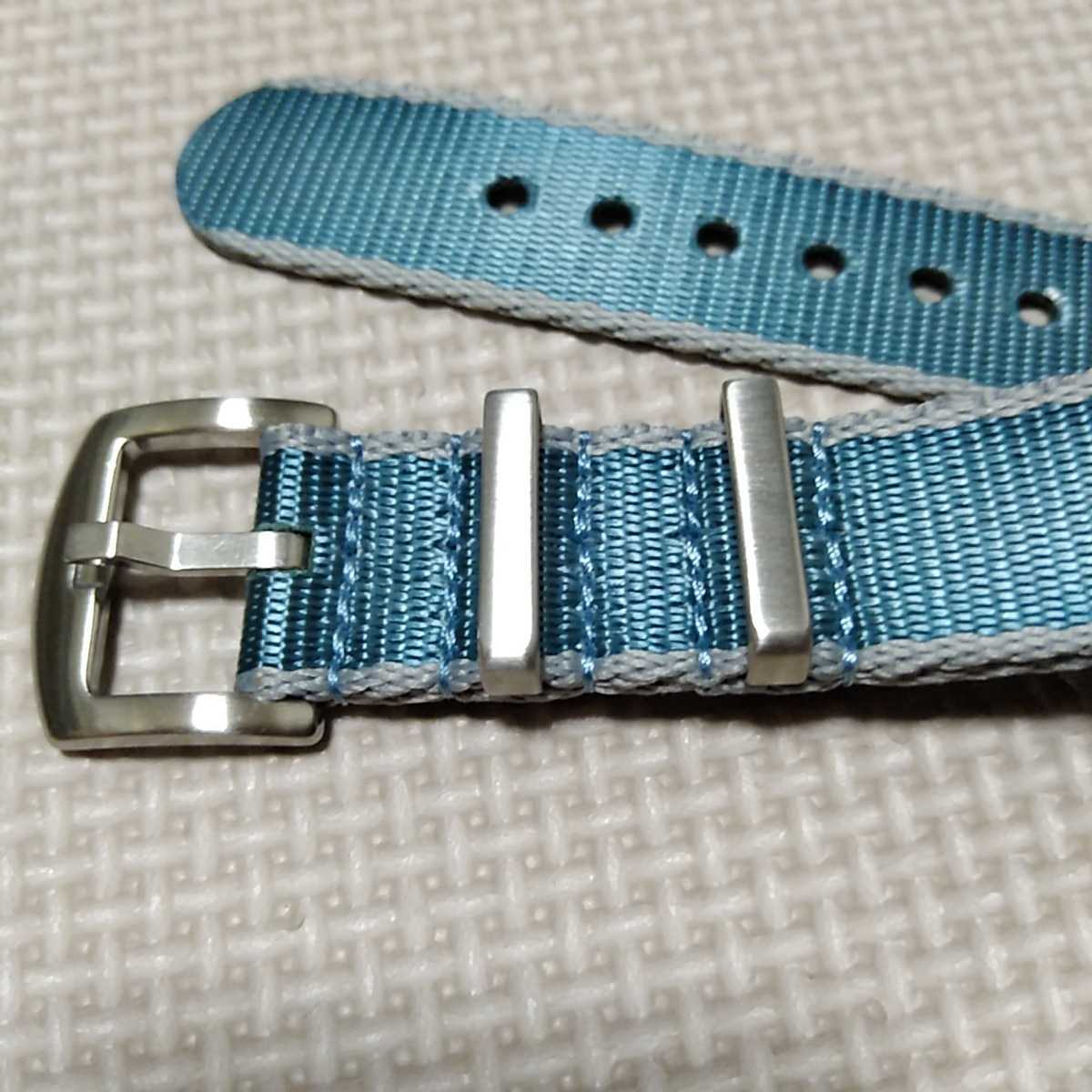 No90 nylon NATO type ZULU wristwatch belt exchange for strap military blue gray 20mm unused free shipping 