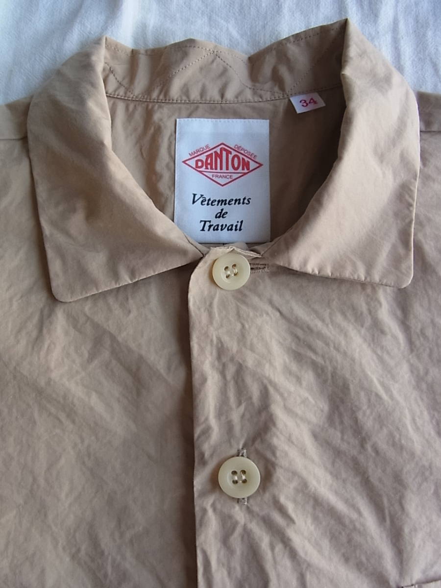 DANTON ダントン シャカシャカコットン素材 ワークシャツ サイズ 34 日本製 ベージュの画像2
