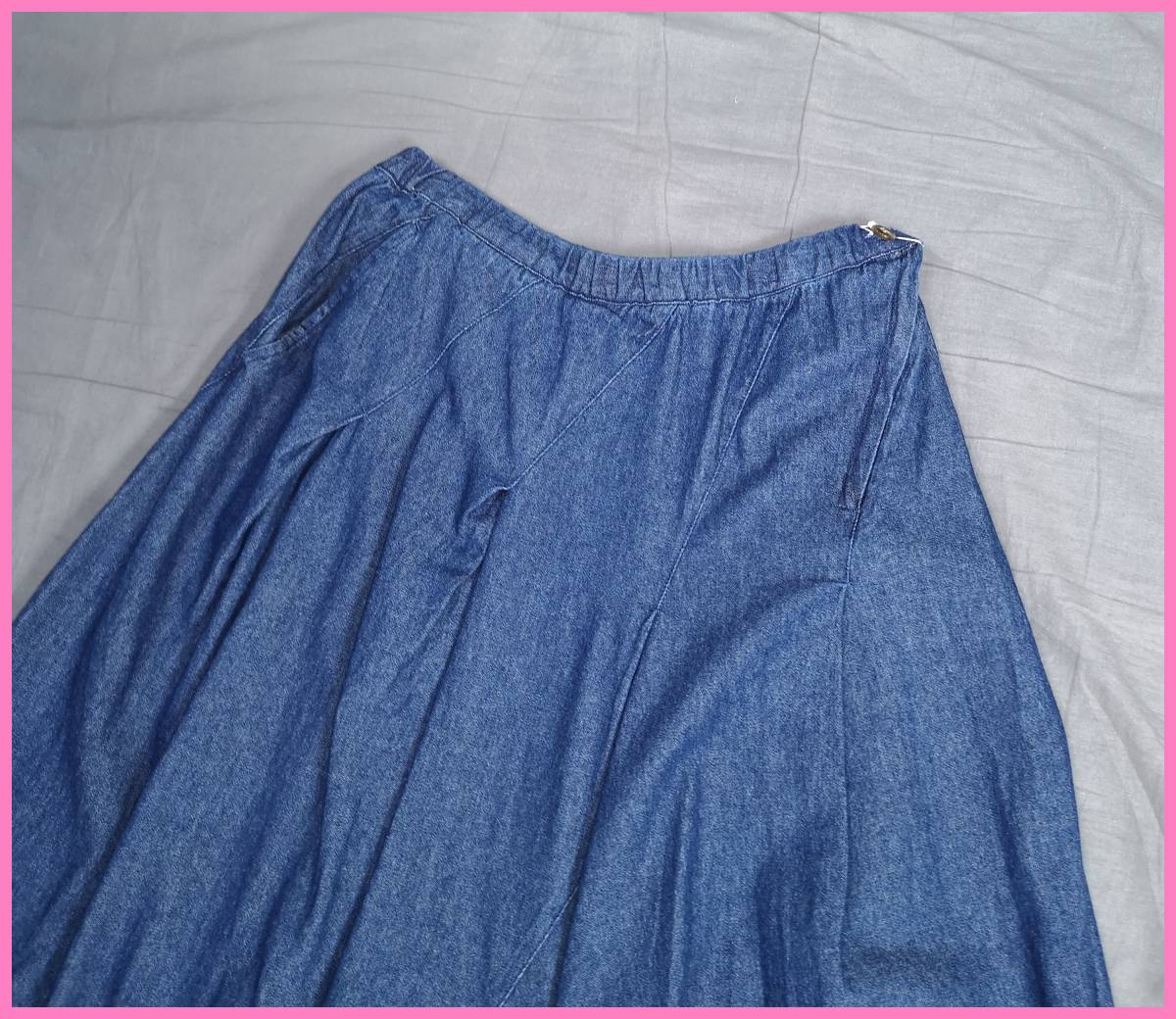 CV-47 spring summer autumn * new goods * postage included * prompt decision * natural series * thin Denim *M~L size * skirt * Denim blue * Random pleat 