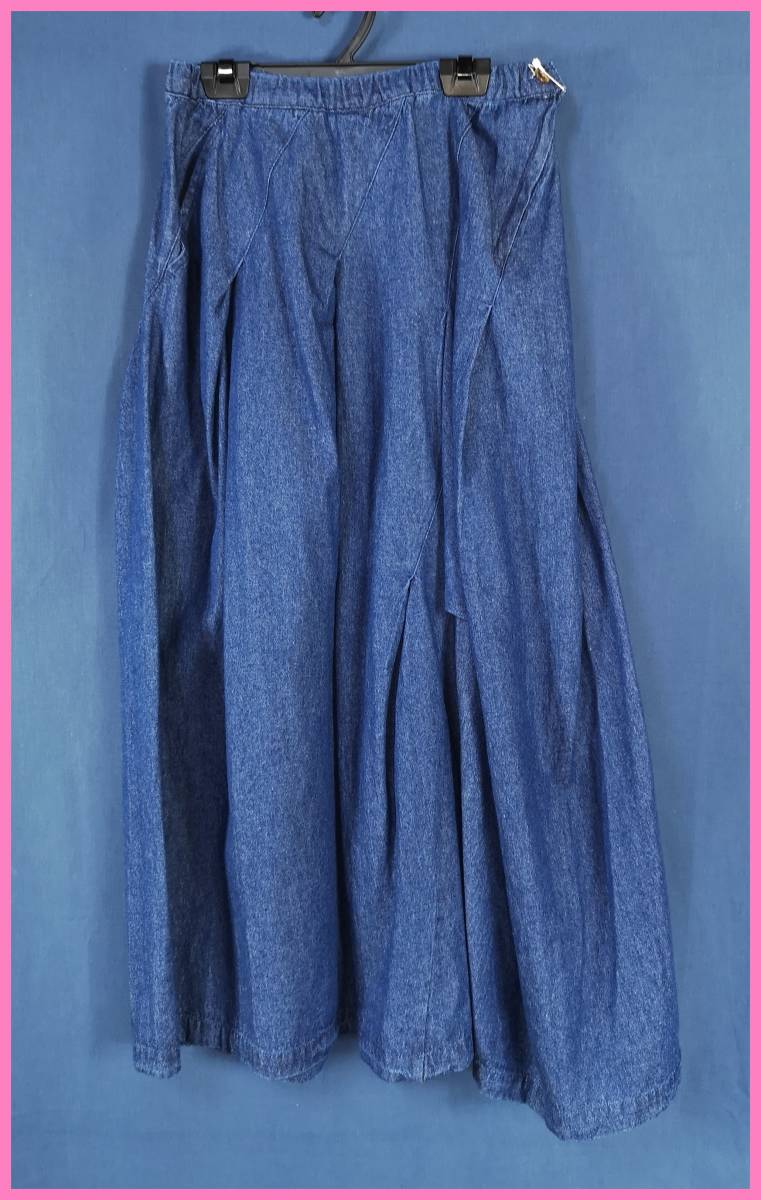 CV-47 spring summer autumn * new goods * postage included * prompt decision * natural series * thin Denim *M~L size * skirt * Denim blue * Random pleat 